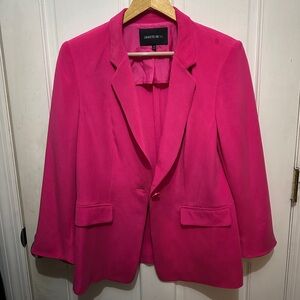 Lafayette 148 New York Pink Silk Blazer Women's Collared Long Sleeve Size 10.